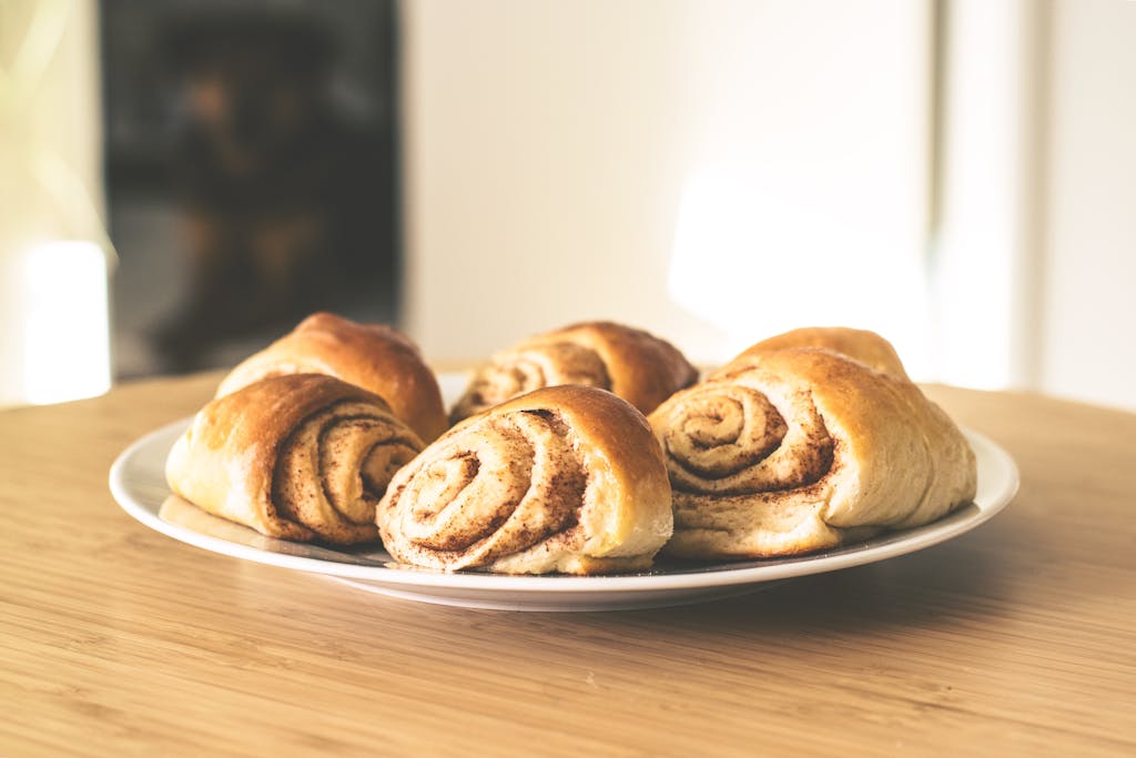 Bread on White Ceramic Plate