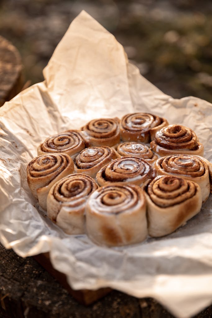 Delicious Cinnamon Rolls on White Paper