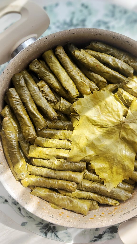 Sarma - Stuffed Grape Leaves in a Pot